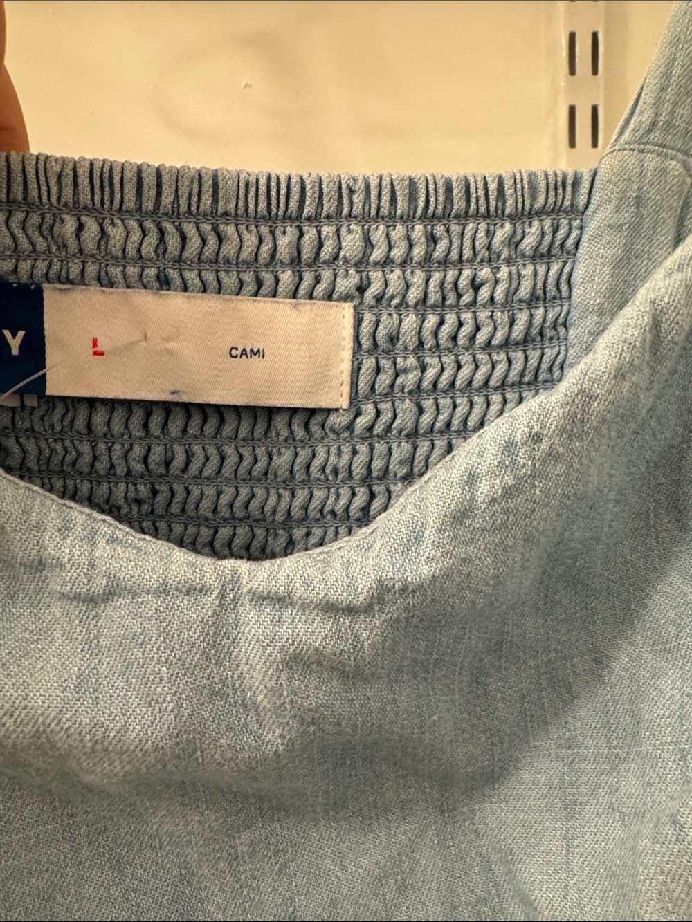Old Navy Light Blue Denim Tie-Shoulder Mini Dress with Pockets - Picture 3 of 4